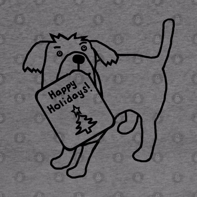 Cute Dog says Happy Holidays Christmas Minimal by ellenhenryart